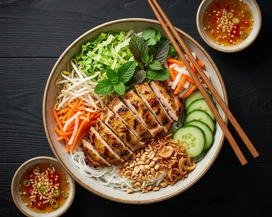 Lemongrass Chicken Vermicelli Bowl (Bún Gà Nướng Sả) at Bloom Vietnamese Bistro in Shawnessy, Calgary