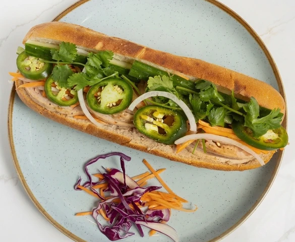 Lemongrass Chicken Banh Mi (Bánh Mì Gà Nướng Sả) at Bloom Vietnamese Bistro in Shawnessy, Calgary